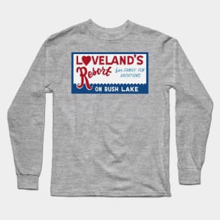 Lovelands Resort Crosslake, MN Blue Sign Logo Long Sleeve T-Shirt